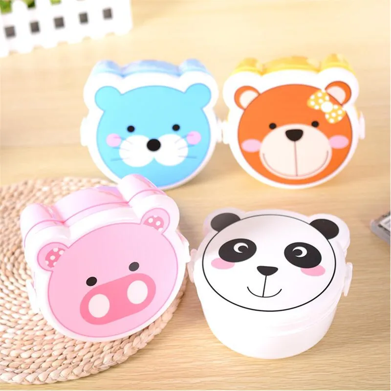 Контейнер для еды 15*8 см панда медведь Портативный Ланч бокс 2 слоя пластика милый