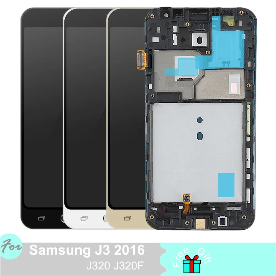 J320 ЖК-дисплей для Samsung Galaxy J3 J320F Дисплей SM-J320FN/м/ч/DS Сенсорный экран Digitizer Ассамблеи Замена рамка кнопки «домой»