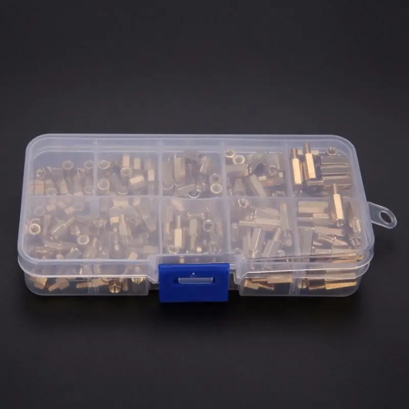 FUNN-300Pcs M3 латунная Шестигранная стойка противостояние ПОДДЕРЖКА РАСПОРНАЯ винтовая гайка ассортимент набор мужчин и женщин противостояние с пластиковой коробкой