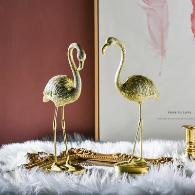 Golden Sets Золотой Фламинго Смолы Миниатюрная скульптура скандинавские украшения дома аксессуары - Цвет: Golden Sets