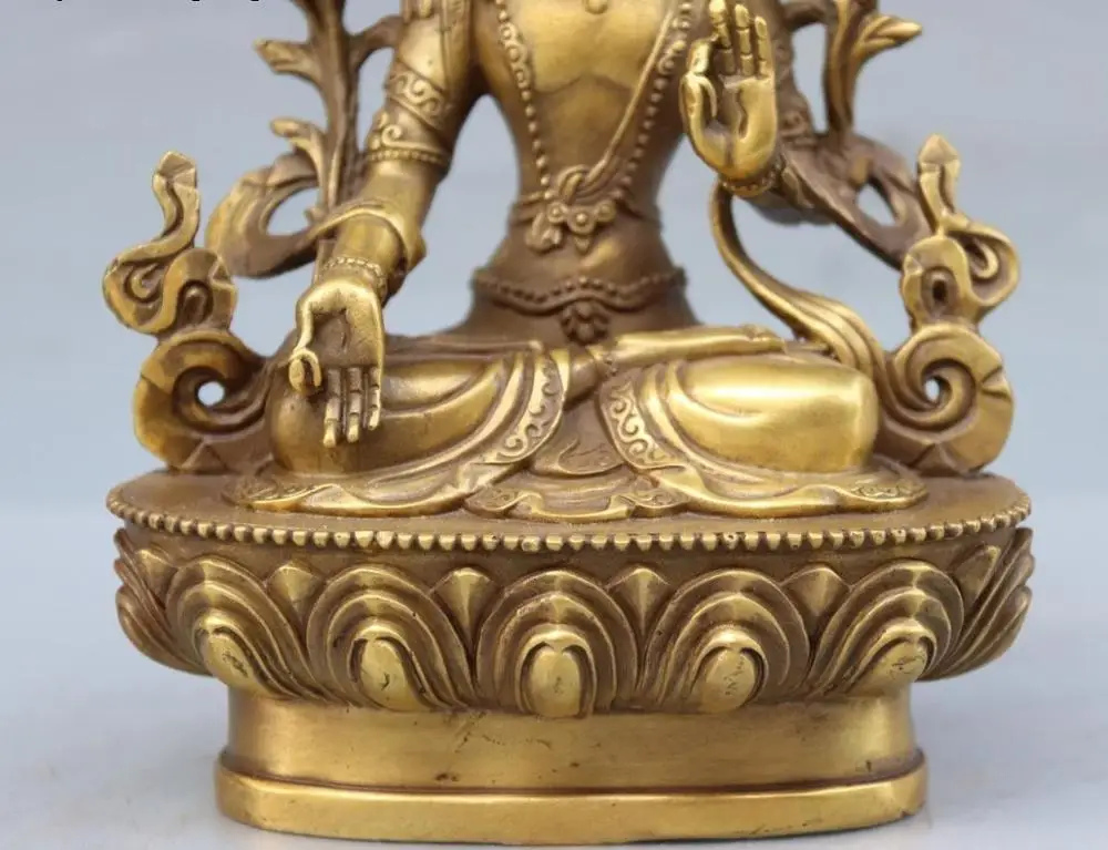Китай храмовый медный латунный Kwan-Yin белый Tara Bodhisattva статуя божества Будды | Дом и