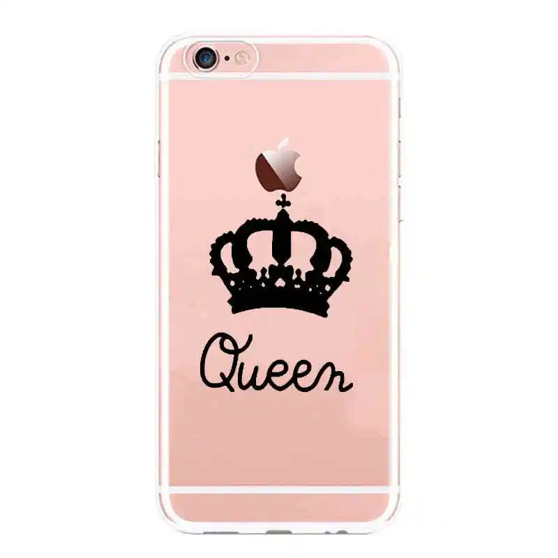 Fundas Модный чехол с Королевской короной для пары черный матовый телефона iPhone XS SE 6
