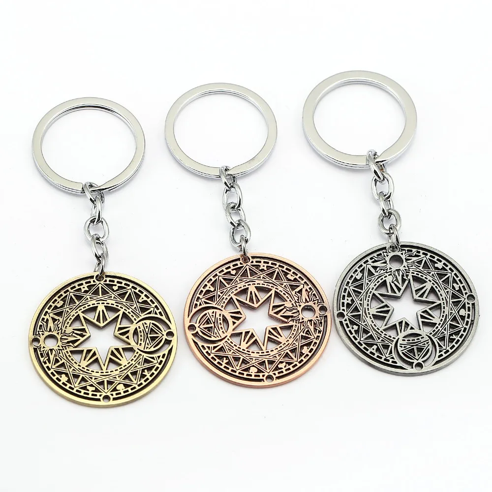 

Latest Design Cardcaptor Sakura Keychain key chain Animal Jewelry 3 Colors Card Captor Symble Metal Key ring Holder wholesale