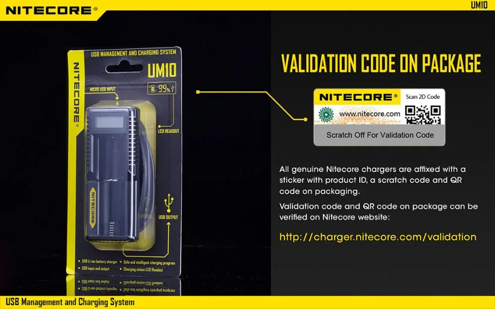 Nitecore UM10 Digital Smart USB Батарея Зарядное устройство Digi Зарядное устройство ЖК-дисплей Дисплей для 18650 17650 17670 RCR123A 16340 14500 литий-ионный Батарея