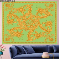 palace style vintage pattern tapestry wall hanging structure retro green macrame flower tapestries wall carpet hanging yoga mat