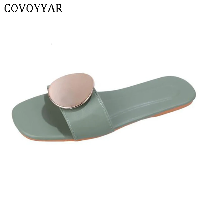 Женские летние тапочки covoyar пляжные сандалии из искусственной кожи на плоской