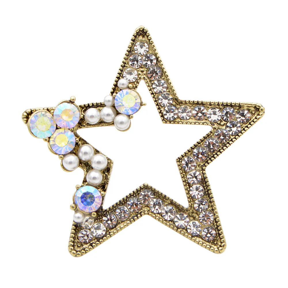 

CINDY XIANG Rhinestone Star Brooches for Women Vintage Alloy Pins Coat Brooch Shining Elegant Handbag Accessories High Quality