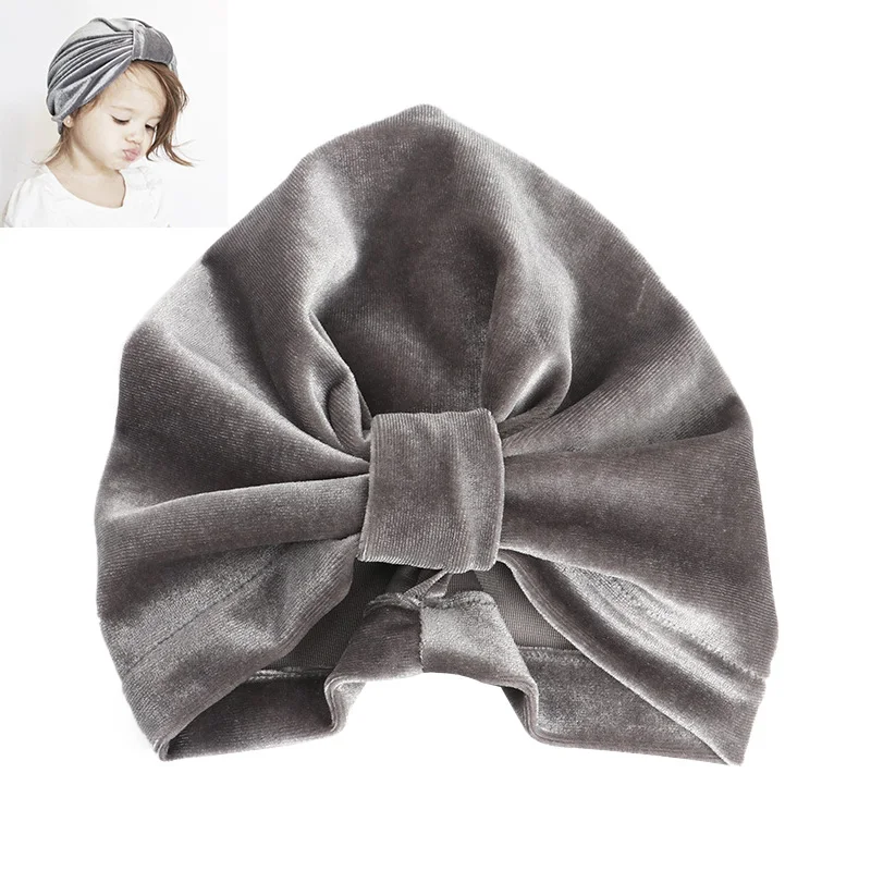 Fashion Velvet Baby Hat for Girls Boys Spring Turban Knot Cap Newborn Photography Props Elastic Infant Beanie Bebe Accessories | Детская
