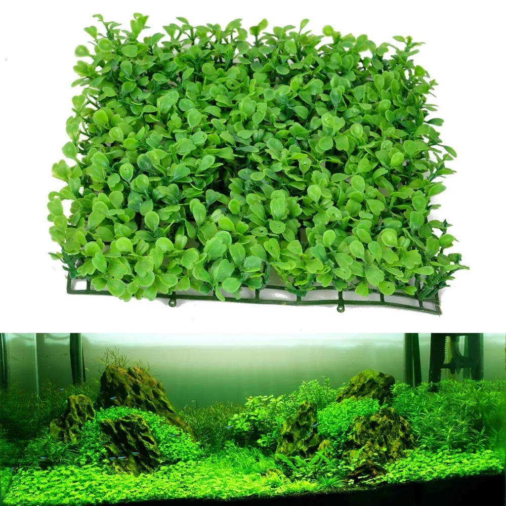 Césped Artificial verde para acuario, adorno de plástico para pecera, planta, decoración de paisaje