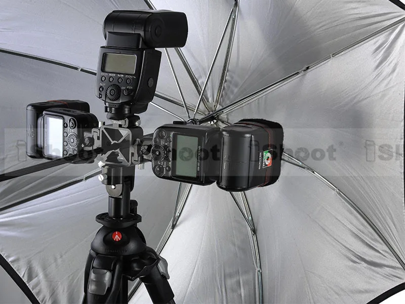 Тройное крепление Горячий башмак Кронштейн для вспышки Держатель-2 отверстия