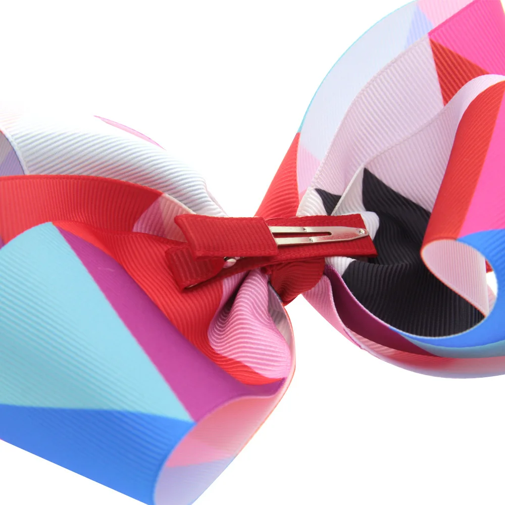 

12pcs/lot Little Girls Large Grosgrain Ribbon 6" Hair Bows Boutique Rainbows Bows With Alligator Clips Kids Hair Accessories