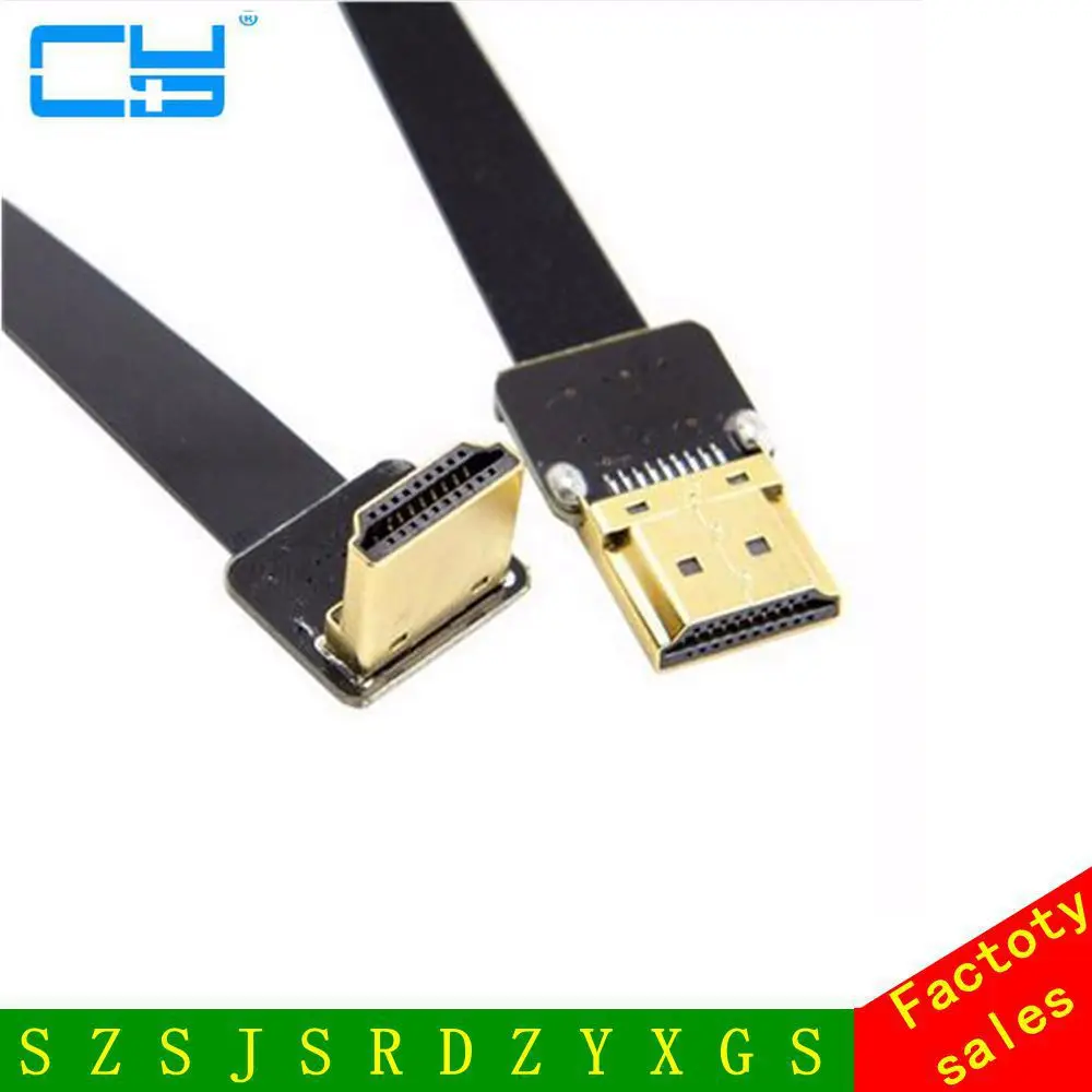 FPV HDMI совместимый тип A папа вниз Угловой 90 градусов HDTV FPC плоский кабель для