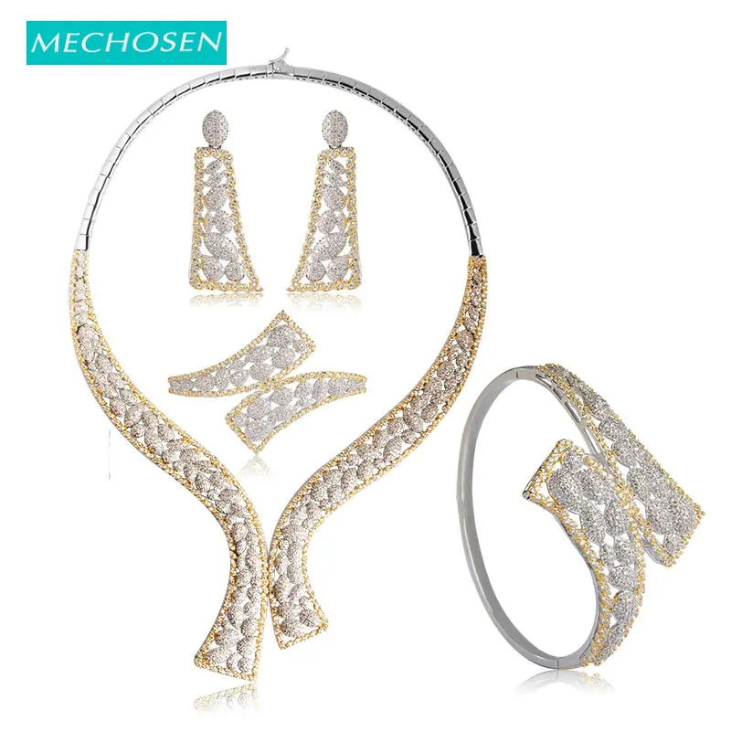 MECHOSEN роскошные медные Свадебные Ювелирные наборы Потрясающие циркониевые Феи