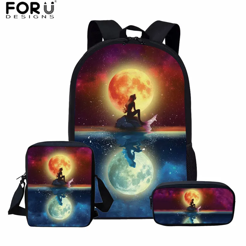 L5052CEK FORUDESIGNS/Модная школьная сумка с рисунком русалки для девочек-подростков; Уникальный Повседневный школьный рюкзак; Женская дорожная сумка через плечо; Mochila - Цвет: L5052CEK