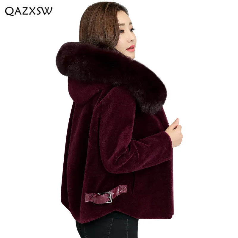QAZXSW овец стриженая пальто Для женщин Короткие Многоцветный куртка 2018 Новинка