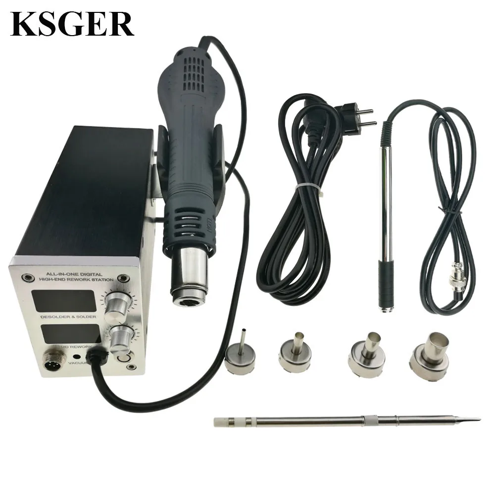 KSGER T12-K паяльник Концевая станция наконечники горячий воздушный пистолет 2 в 1 DIY наборы электрический регулятор температуры STM32 OLED Сварка 800 Вт - Цвет: sets 1