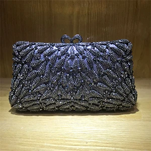 Black Purple Роскошные 12 цветов Фиолетовый/Красный/Синий Кристалл Клатч металлическая сумка Роскошный Кристалл из горного хрусталя вечерние клатчи женские вечерние свадебные сумки - Цвет: Black Purple