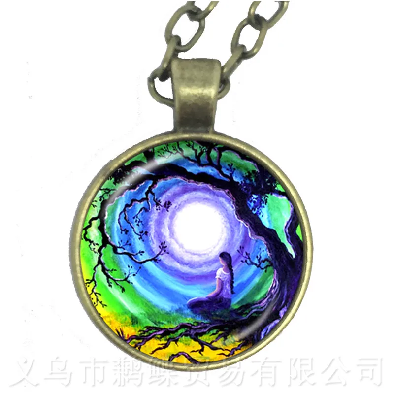 

Tree Of Life Necklace Glass Dome Jewellery Glass Ornaments Gift For Friends Sweater chain Wholesale