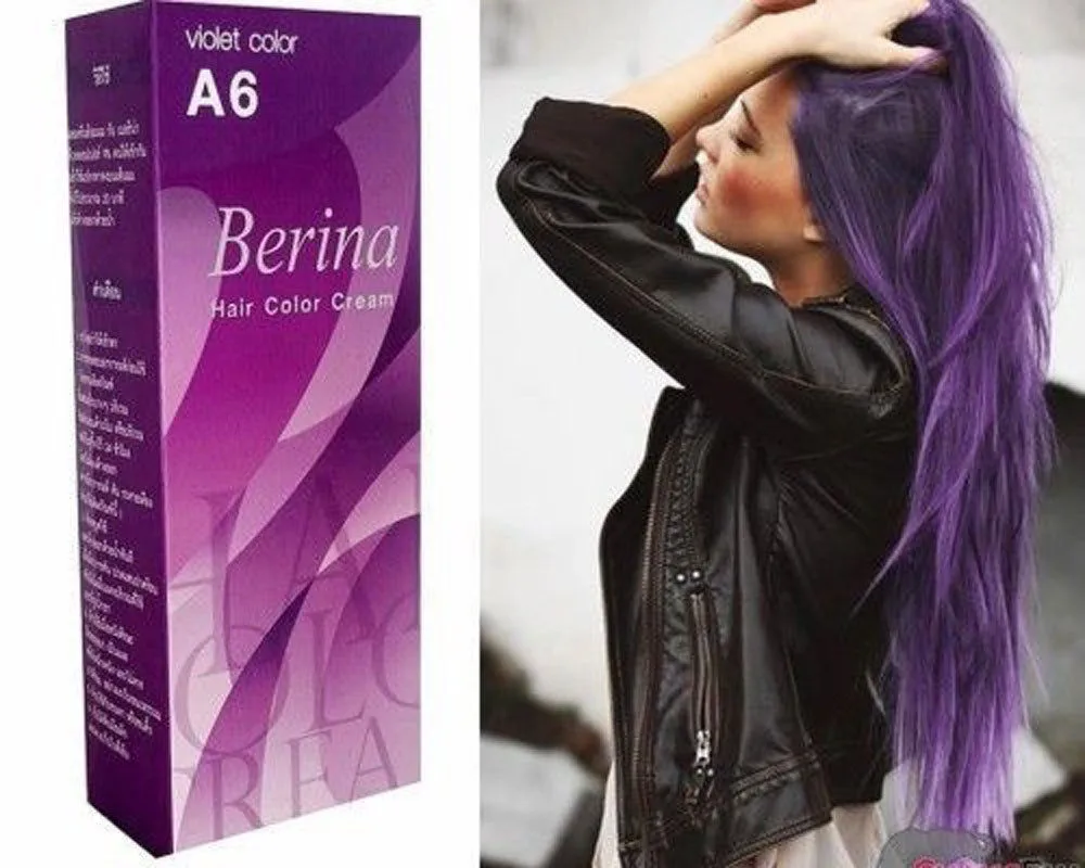 BERINA Professional крем для волос Перманентная краска цвет А6: Фиолетовый Бесплатная