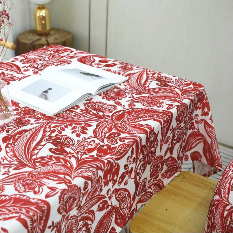 Новая Водонепроницаемая Современная скатерть для ужина с принтом красная крышка