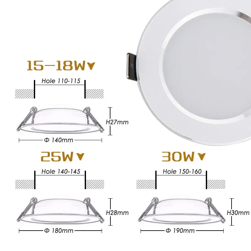 1 Uds Downlight LED impermeable 5w 7w 9w 12w 15w 18w 30w empotrada LED luz de techo foco led cob Downlight LED regulable