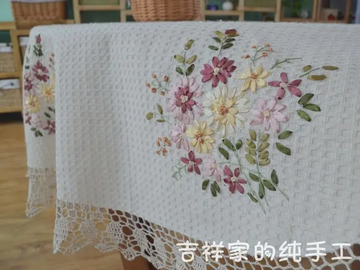 Новинка 2015 Модная хлопковая скатерть ZAKKA с кружевами и вышивкой в виде цветов для