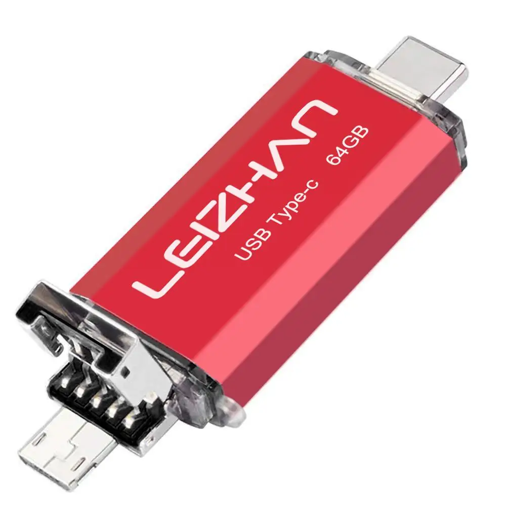 LEIZHAN OTG USB флэш-накопитель для телефона Android C фото-флешка Huawei Samsung Xiaomi 128 Гб 64 Type-C Micro