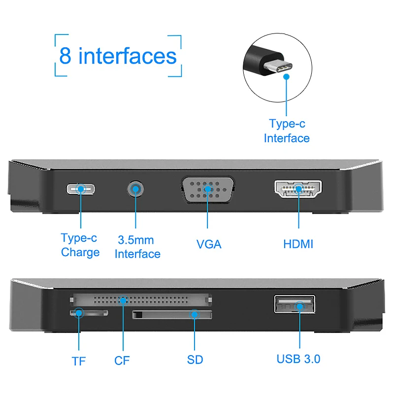 USB C 3 0 концентратор мульти Тип c 4K видео HD VGA 5 мм аудио SD TF CF Usb3.0 кард ридер адаптер