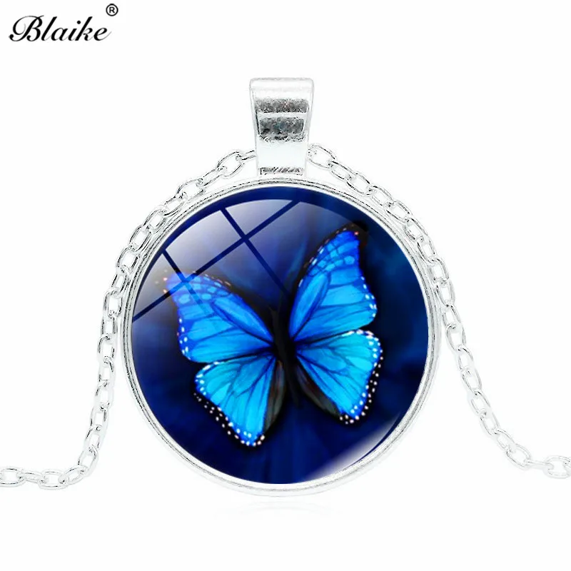 Красивая синяя кофта бабочка Blaike ожерелье из сплава стекла для женщин подарок на