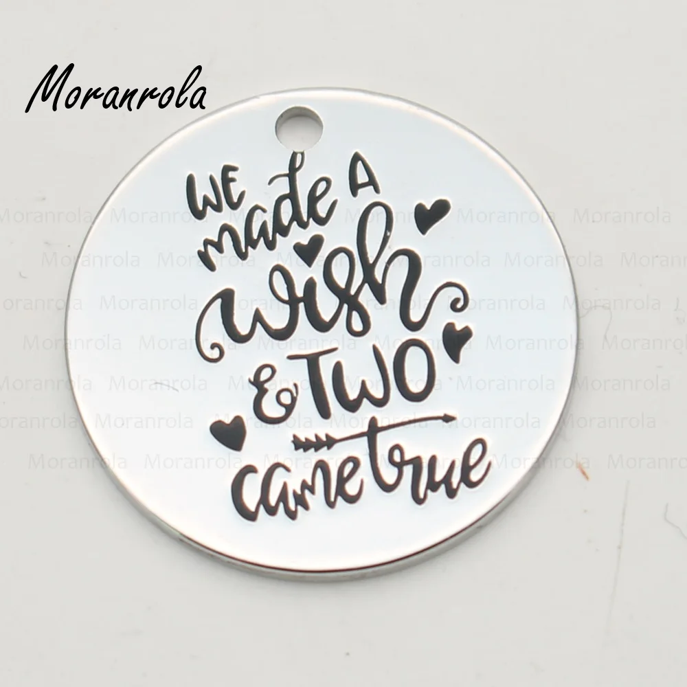 Медный серебряный ожерелье и брелок "Мы загадали желание, и два сбылись" Вдохновляющая ювелирная продукция для близнецов младенцев