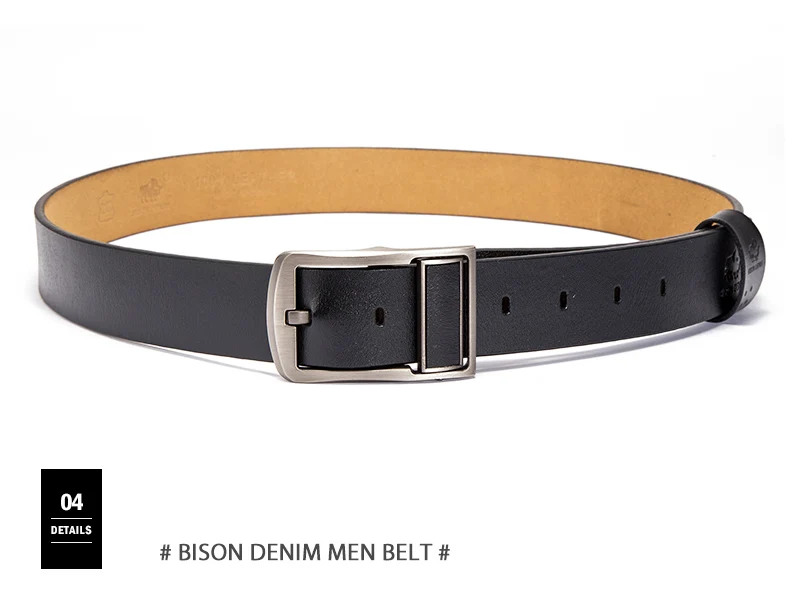 Мужские ремни BISON DENIM из натуральной кожи, винтажный ремень из воловьей кожи с пряжкой для джинсов, повседневный кожаный ремень для мужчин N70780