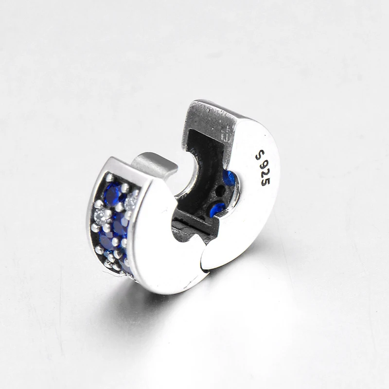 New blue CZ fashion 925 Sterling Silver round shape fine clips Lock beads Fit Original Pandora Charm Bracelet Jewelry making | Украшения и