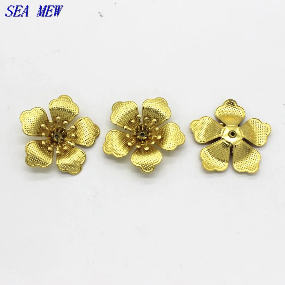 SEA MEW 29 мм Металлические медные цветы База Установка сырая латунная филигрань
