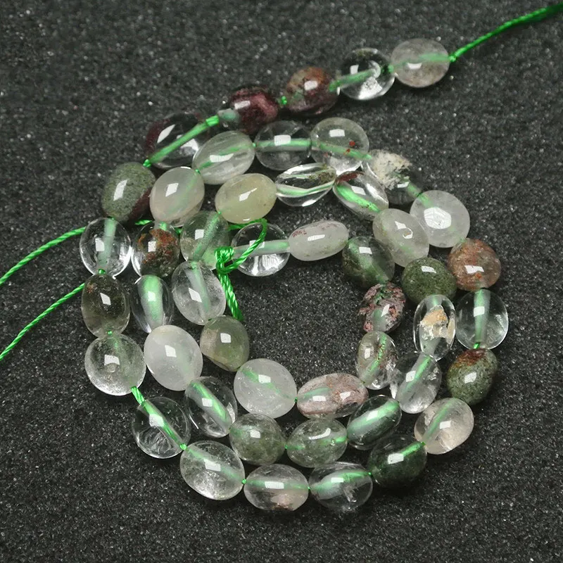 

6x 8 мм природной произвольной формы картофеля зеленый и прозрачный призрак кварца бусины для изготовления ювелирных изделий Браслеты 15 "рукоделие DIY бусины