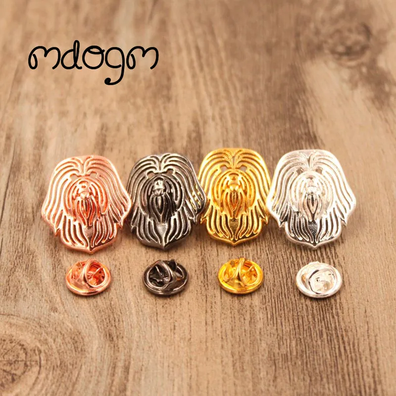 Mdogm Симпатичные броши и булавки в форме собаки Lowchen костюм металлический маленький отцом воротник значки Забавный подарок для мужчин B116