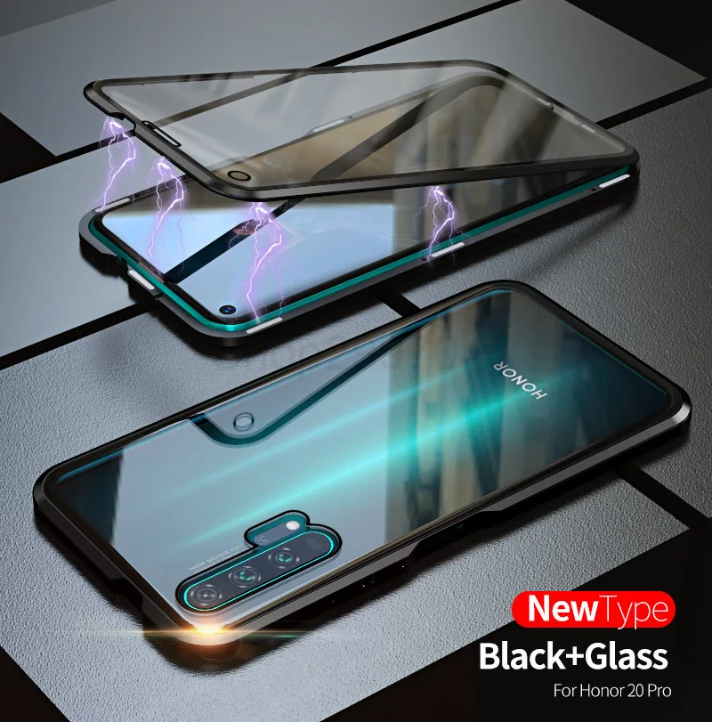 Роскошный 360 полный корпус Магнитный стеклянный чехол для huawei Honor 20 Pro Nova 5T прозрачный металлический бампер задняя крышка huawei Nova 5t чехол