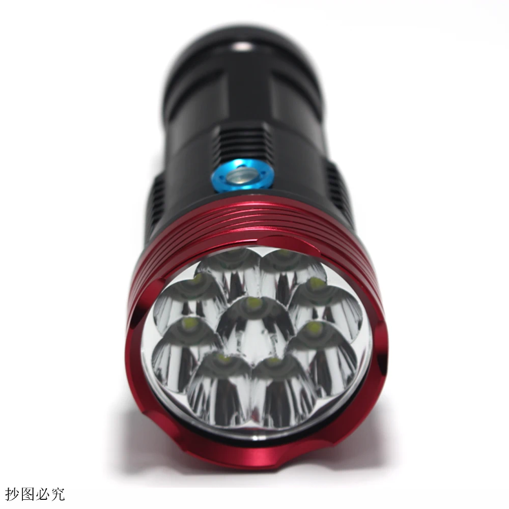 Satin Al Yüksek Güç 8000 Lümen 10 X XM-L T6 LED El Feneri Meşale Lamba ışığı Avcılık Kamp Için + 4 Adet 18650 Pil + şarj Cihazı