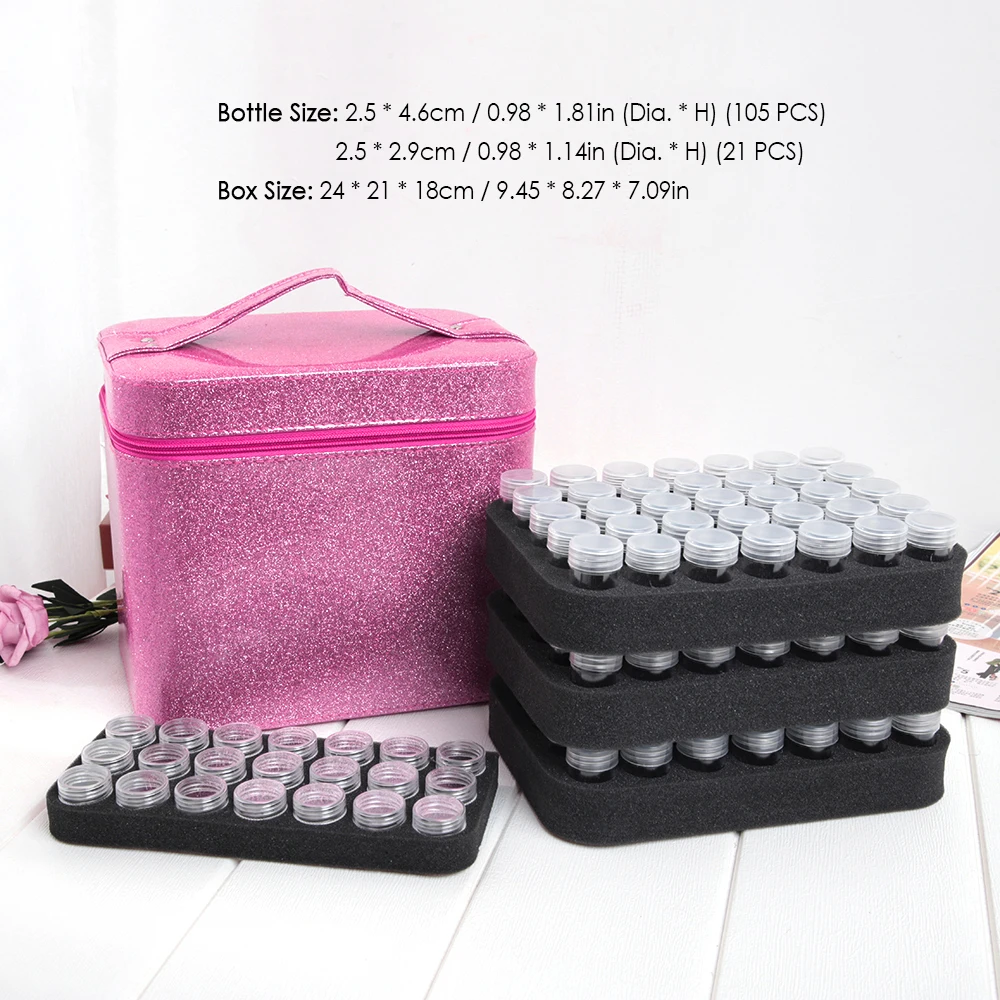 

126 Bottles Storage Box Diamond Painting Tools Storage Box Jewelry Beads Small Parts Accessory Organizer HandBag Zipper Design