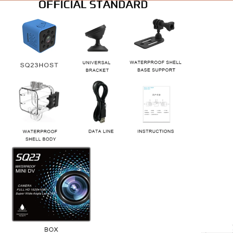 Upgrad версия SQ23 HD wifi маленькая мини камера cam 1080P видео датчик ночного видения Видеокамера микро камера s DVR движения SQ13 SQ11 - Цвет: SQ23 Standard Blue