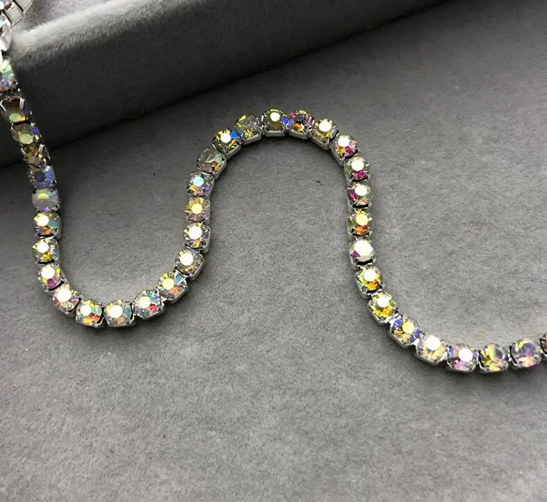 clear ab silver Ss16 4 мм стразы на цепочке, 10 ярдов/партия, необычные украшения из драгоценных камней, аксессуары для самостоятельной сборки, плотные Кристаллы из стекла розового и синего цвета - Цвет: clear ab silver