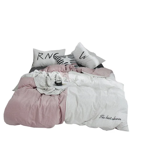 Luxury Cotton Duvet Cover 220x240cm Size Solid Color Quilt Cover White Stitching Stripe Pattern Quilt Cover Only Bedding Set - Цвет: 07