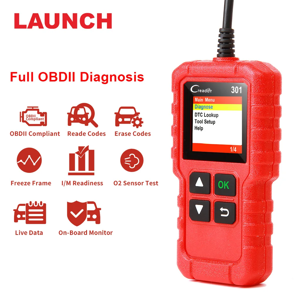 LAUNCH X431 считыватель кодов Creader 301 полный OBDII/EOBD автоматический диагностический