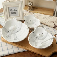 morgiana cute cartoon fruit plate delicate ceramic bowl dinner set creative white bear ceramic bowl family soup bowl set