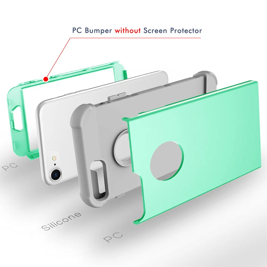 Funelego 3 в 1 PC силиконовый гибридный жесткий резиновый защитный чехол для iPhone 6/6sp 7p 8