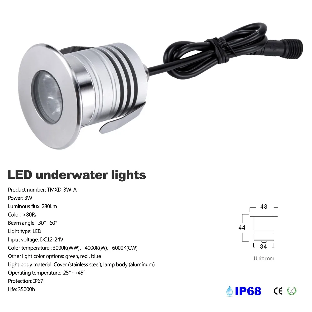 3W led подземный свет IP68 12V напольный утопленный Точечный светильник подъездный