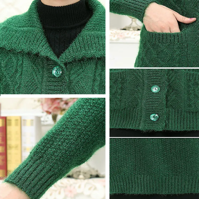 Middle age Plus size Winter Women Wool Sweater Cardigan Coat 2017 Mother Clothes Thicker Christmas Pull Femme Hiver Z208 |