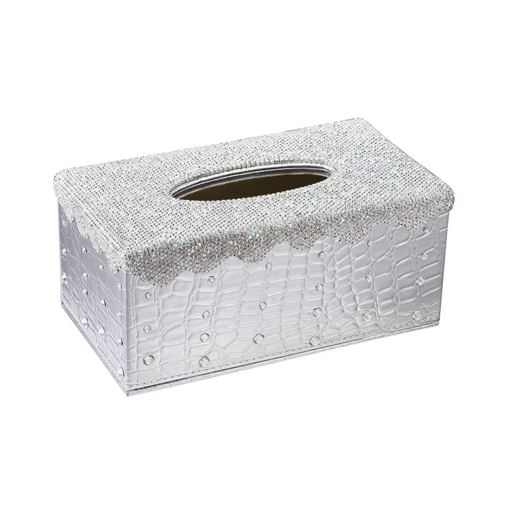 Shinny Car Organizer Cover Case For Paper Tissue Box Cover Rectangular Holder for Home Car Office Decor
