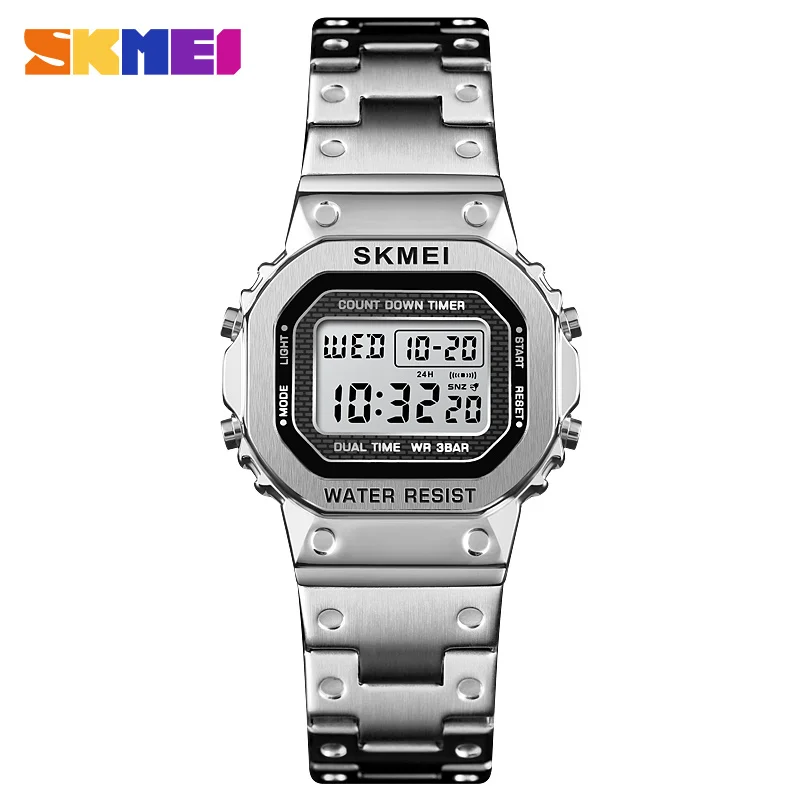 SKMEI 1433 Sport Watch Ladies Digital Led Alarm Clock Luxury Stainless Steel Waterproof Chronograph Women Wristwatch reloj mujer | Наручные