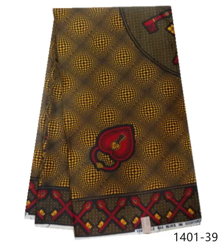 African wax fabric polyester high quality Embroidery real wax african ankara wax prints for dress free shipping 1401-36 - Цвет: 1401-39