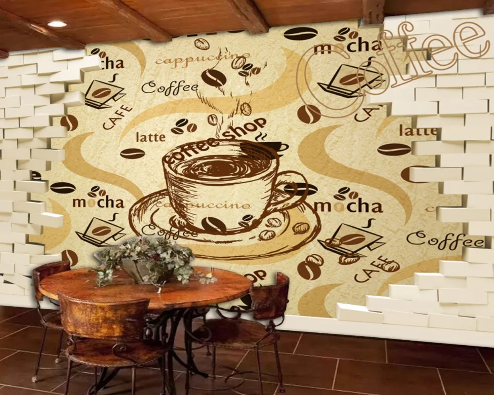 Free Shipping 3D Retro Vintage Cafe Restaurant Background Wall Painting Custom Hotel Wallpaper Kitchen Cheap Mural Best Supplier |